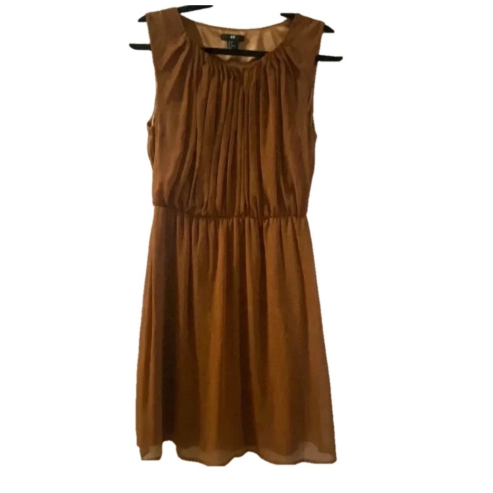 Brown Sleeveless Casual Midi Dress